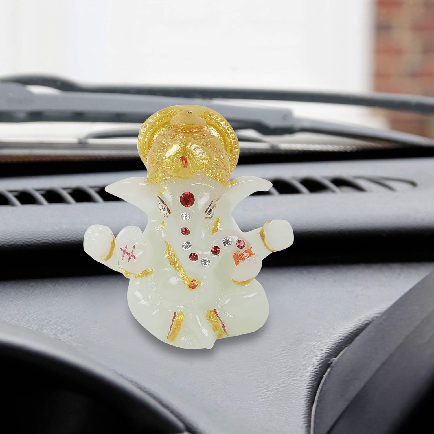 VOILA Ganesha Statue (White) for Vehicle(Auto/Car/Bus/Truck) Dashboard, Mandir & Office Table