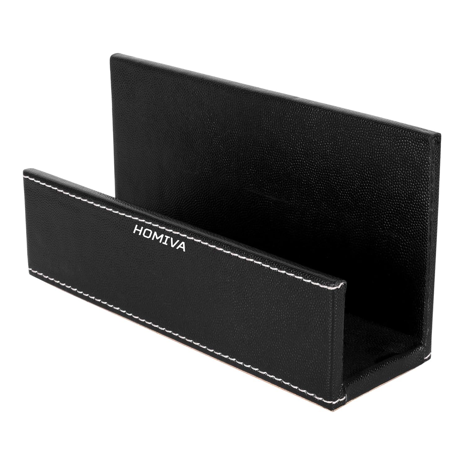 HOMIVA Black Leatherette Mobile & Calculator Holder – Multipurpose Desk Organizer for Office & Home – Stylish Storage Case