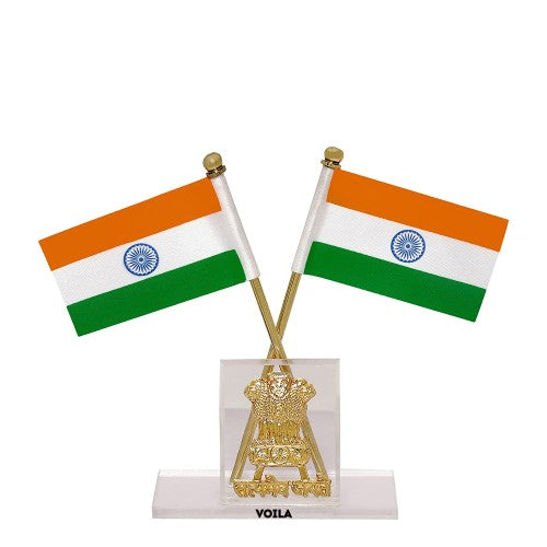 VOILA Indian Satyamev Jayate Emblem Flag for Vehicle (Car, Auto, Bus, Truck) Dashboard, Home and Office Table
