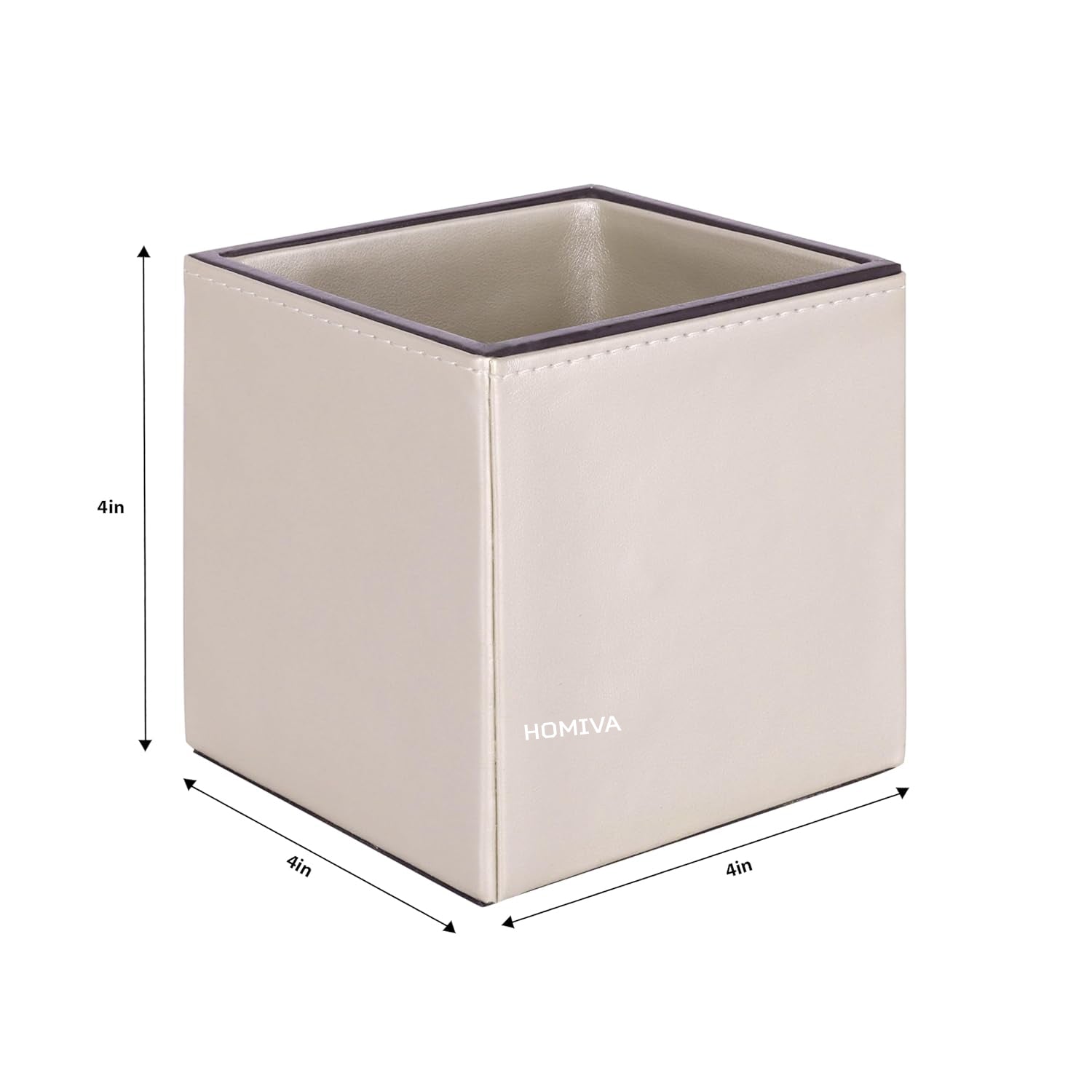 HOMIVA Elegant Leatherette Pen Holder Organizer - Cream