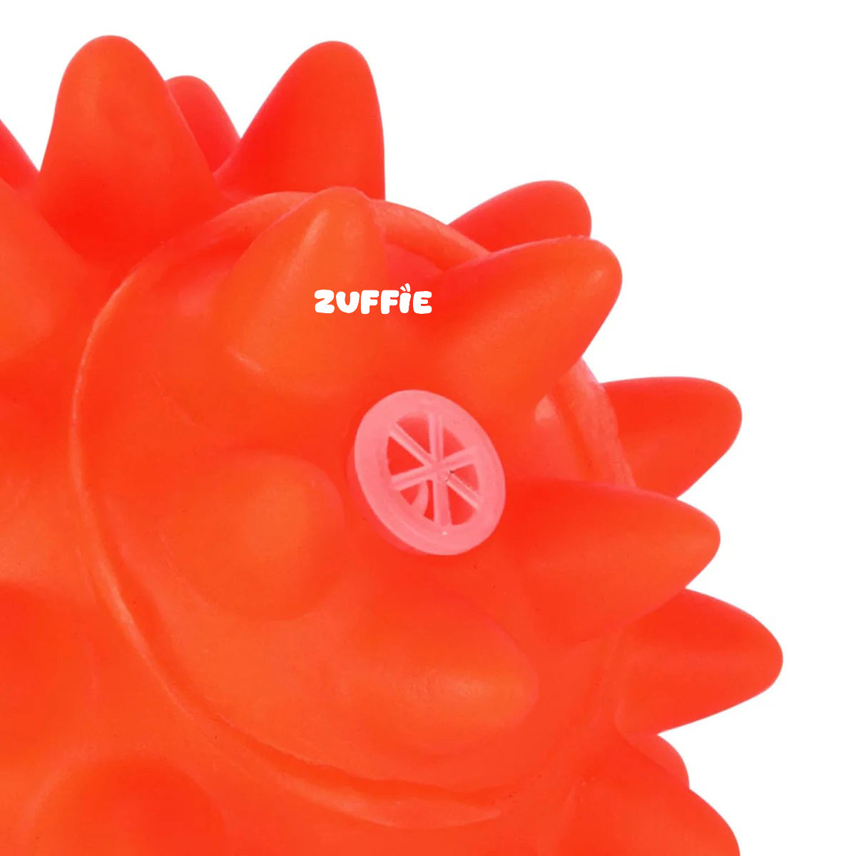 ZUFFIE Spiky Dog Toy Ball, Perfect for Teething, Fetch, & Playtime, Chew-Resistant, Interactive Fetch & Tug Toy - Tangerine