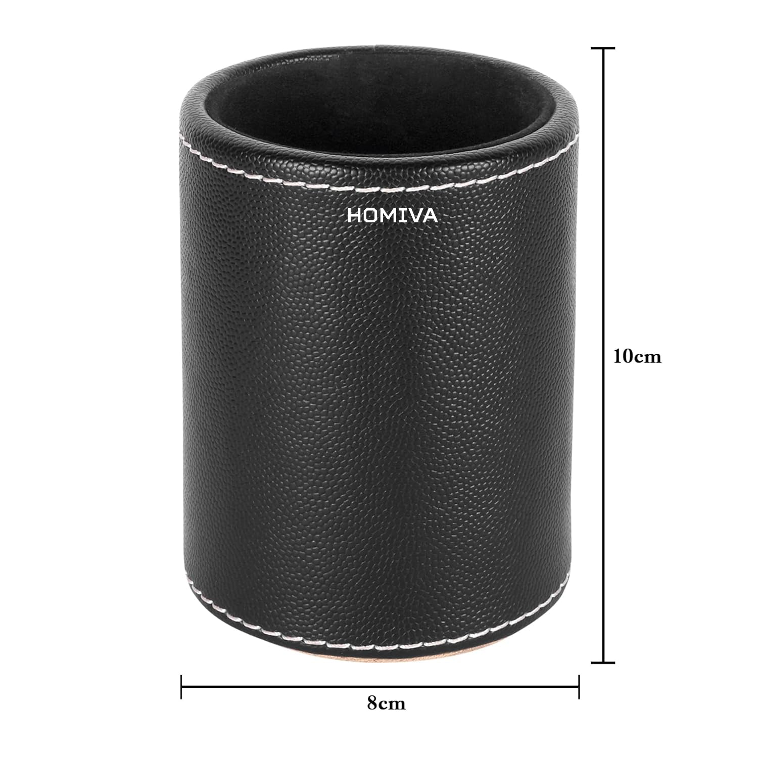 HOMIVA Black Leatherette Pen Holder – Stylish & Functional Desk Organizer for Pens, Pencils & Office Supplies – Ideal for Home, Office & Study