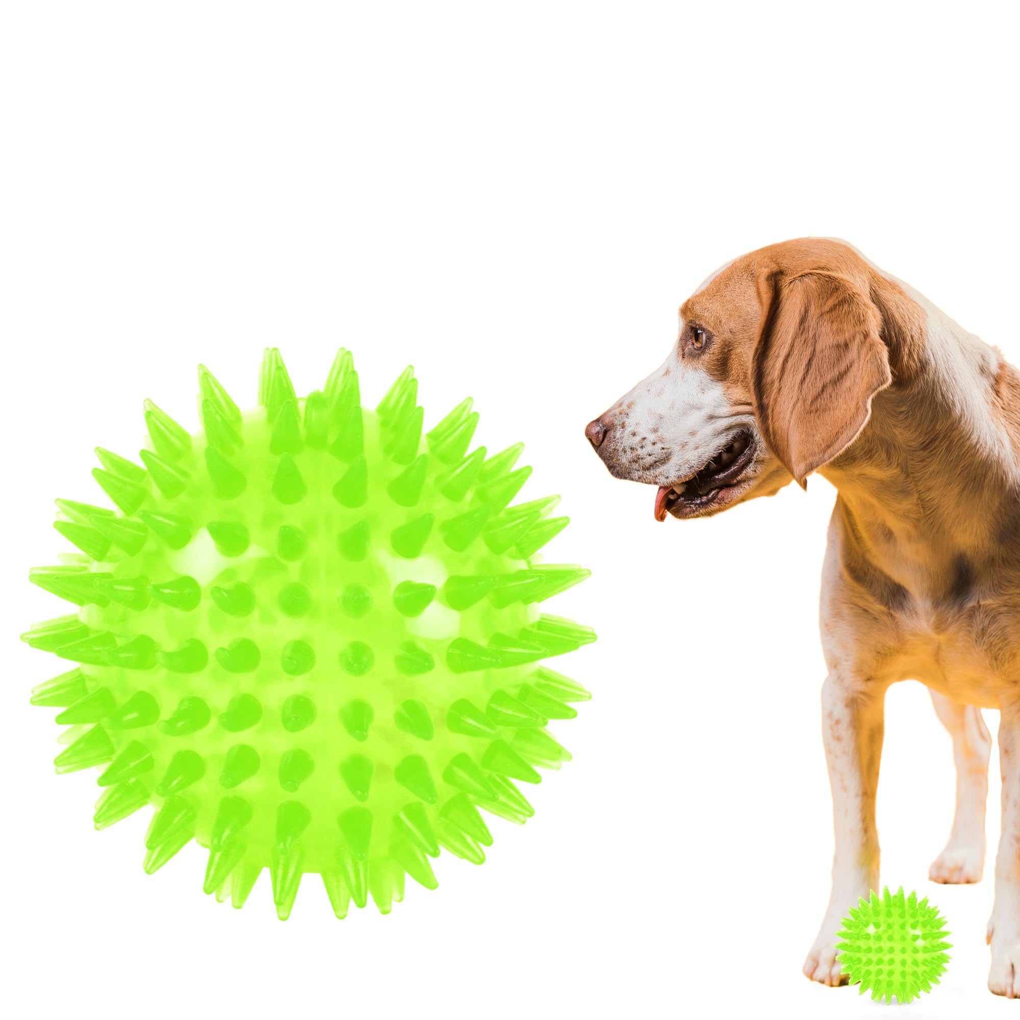 ZUFFIE Spiky Dog Toy Ball Interactive, Durable, Safe Chew Toy - Green