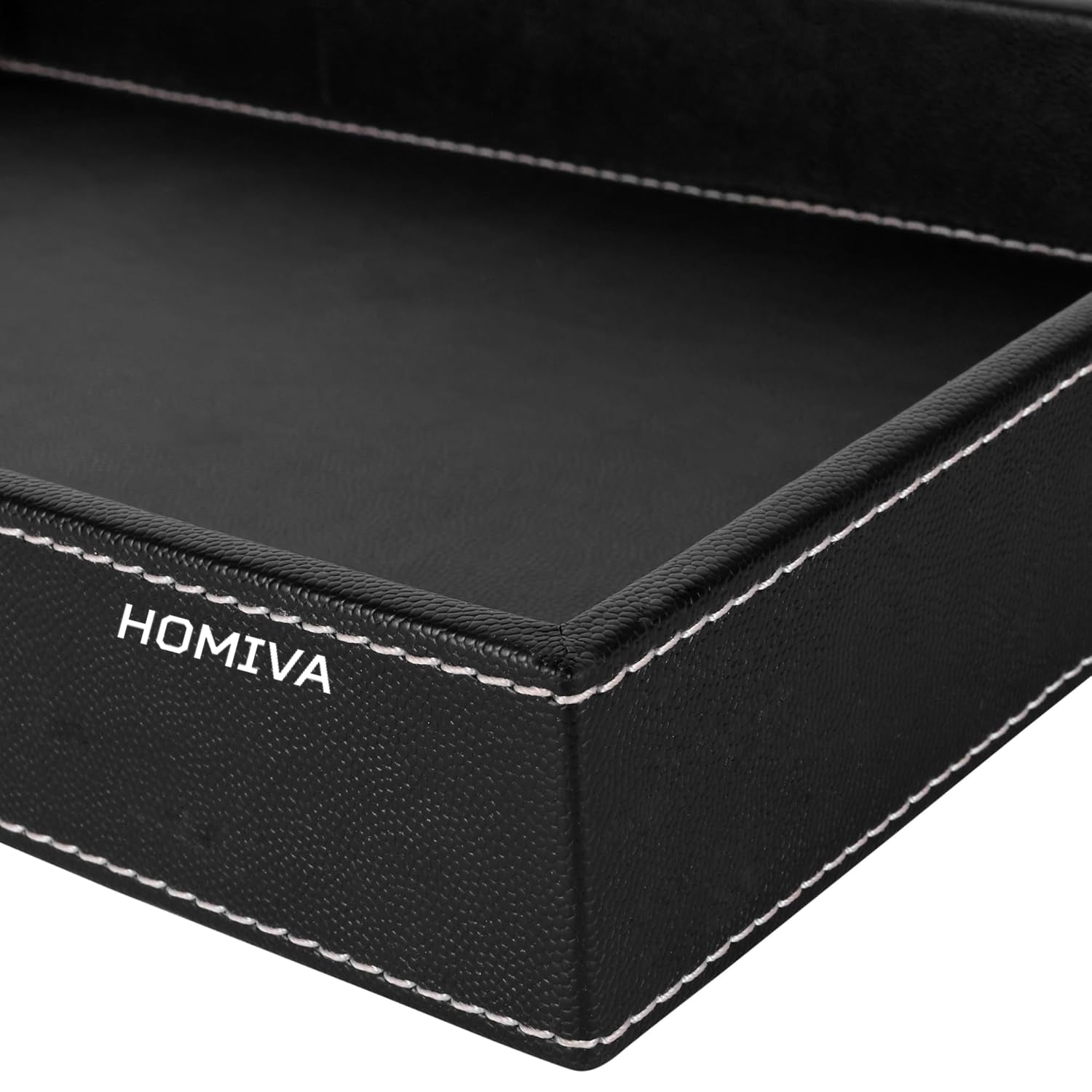 HOMIVA Black Leatherette Serving Tray, Elegant & Durable Tray for Home and Office, Perfect for Serving Drinks, Snacks & Essentials
