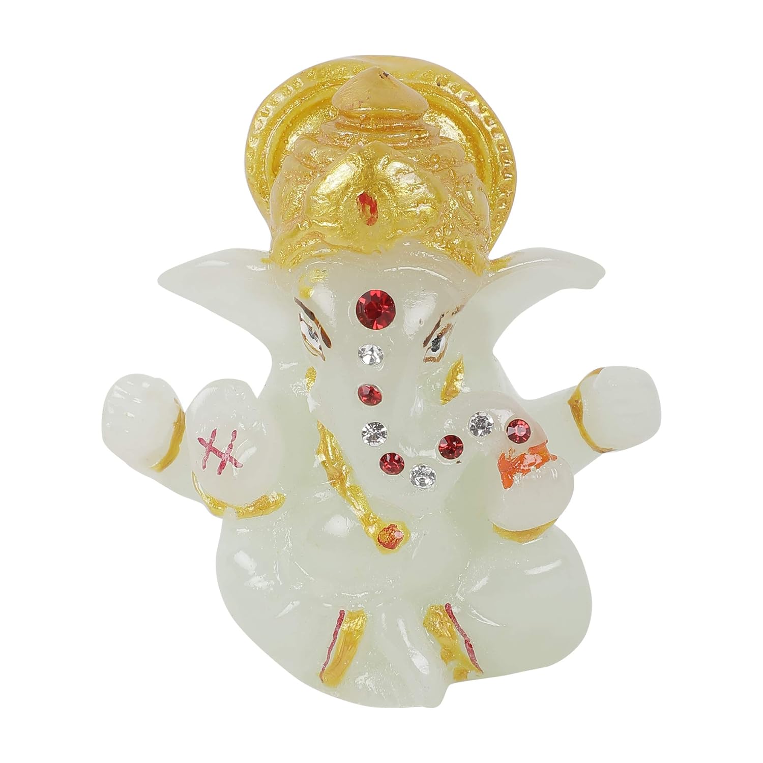 VOILA Ganesha Statue (White) for Vehicle(Auto/Car/Bus/Truck) Dashboard, Mandir & Office Table