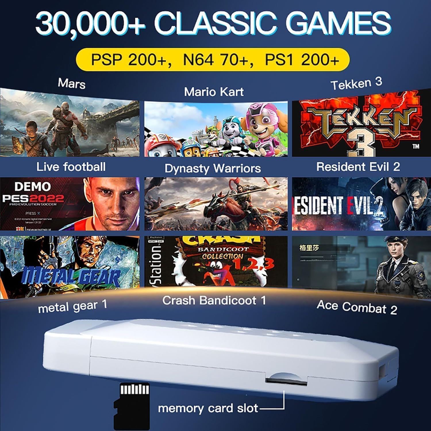 VOILA M22 V2.0 Gaming Console, Retro Gaming Stick, Wireless HD, 52 Emulators, 30,000+ Games, 64GB, Classic Edition with Tekken, GTA-Vice-City, God of War etc. CE, ROHS and BIS Certified, Original Unit.