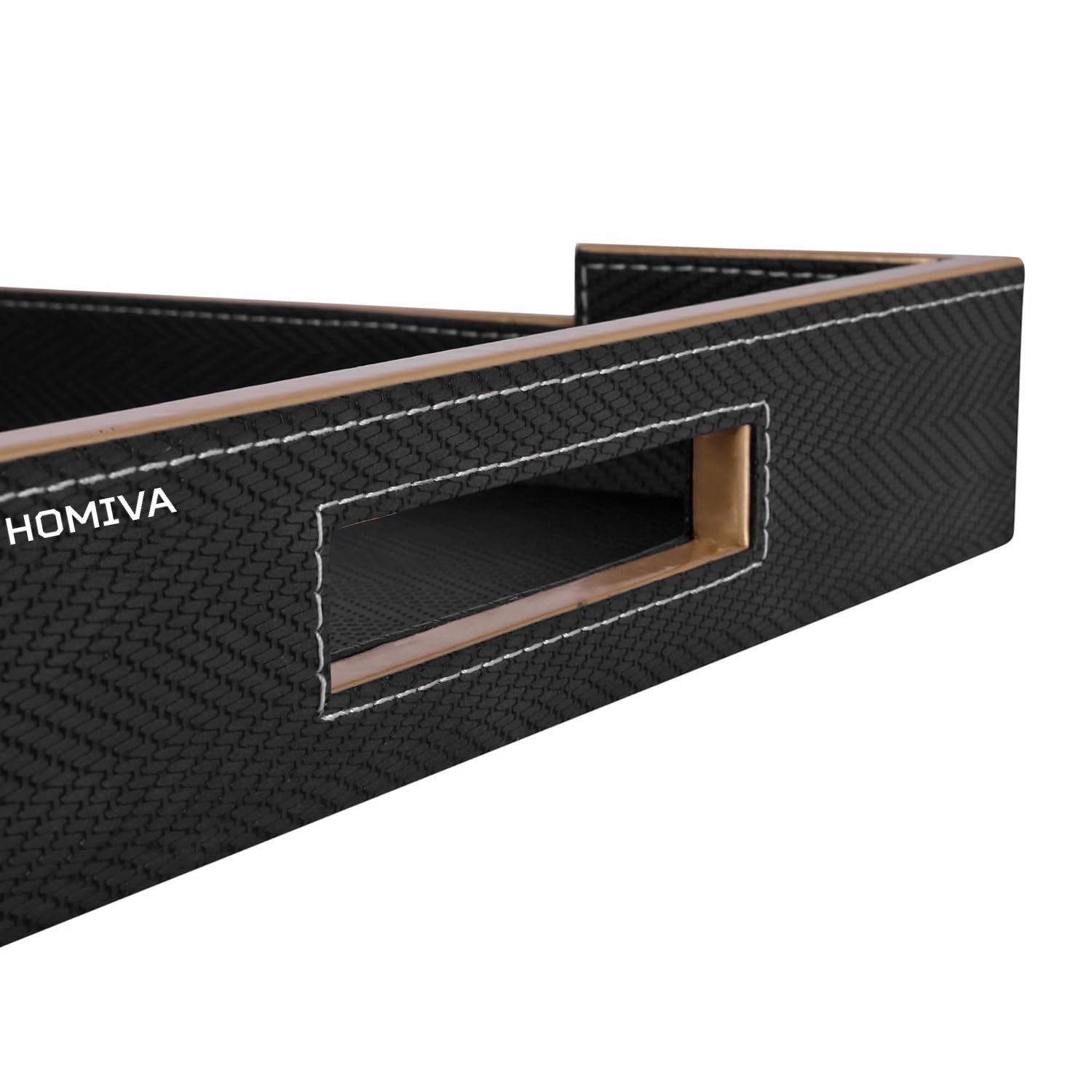 HOMIVA Set of 2 Black Leatherette Serving Trays, Elegant and Functional for Serving Drinks, Snacks at Home or Kitchen