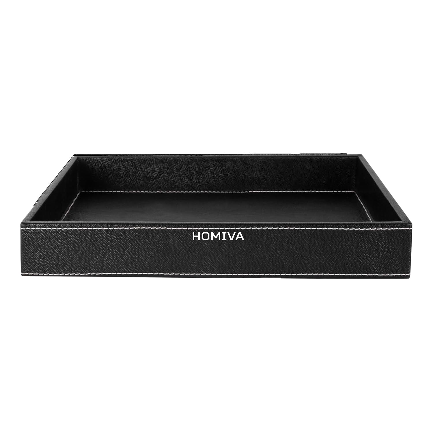 HOMIVA Black Leatherette Serving Tray, Elegant & Durable Tray for Home and Office, Perfect for Serving Drinks, Snacks & Essentials