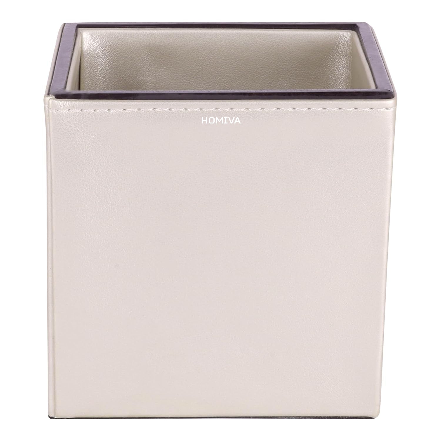 HOMIVA Elegant Leatherette Pen Holder Organizer - Cream