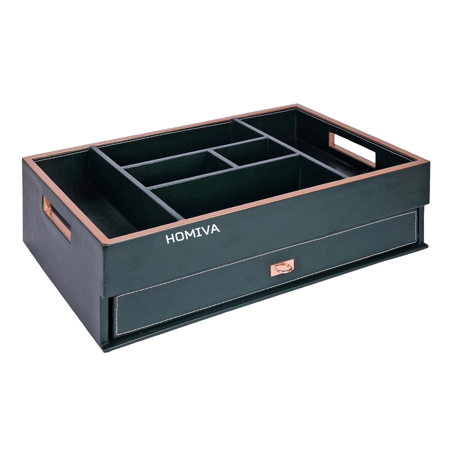 HOMIVA Elegant Leatherette Table Organizer – Multi-Compartment Desk Storage for Office, Home & Workspace – Clutter-Free Solution