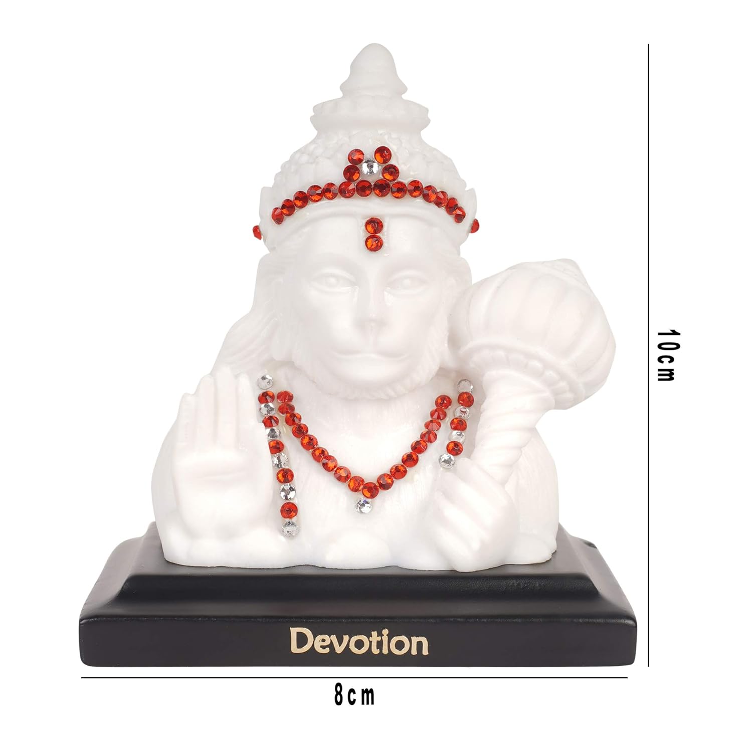 VOILA Lord Shree Hanuman Ji Car Dashboard Idol Poly Marble (White)