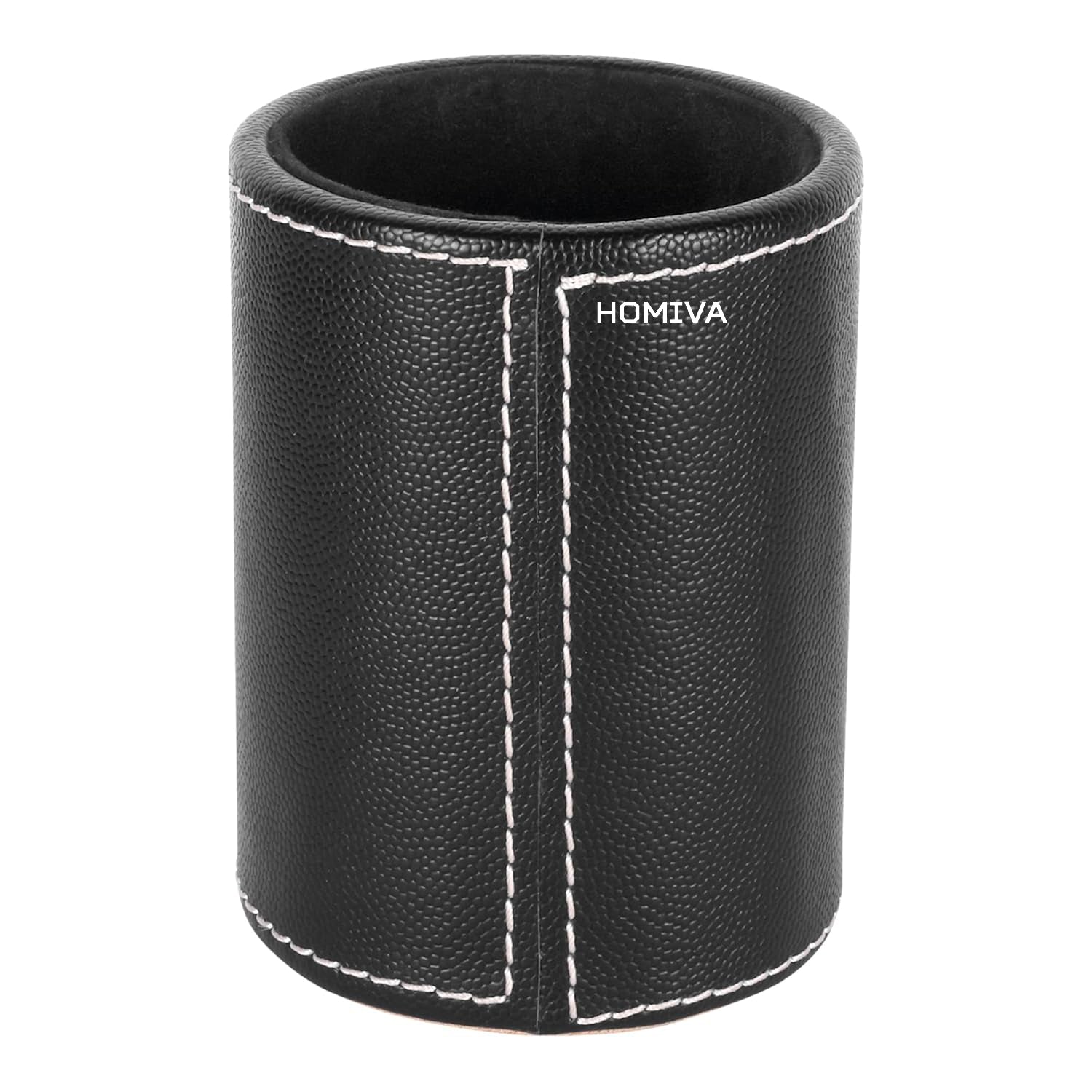 HOMIVA Black Leatherette Pen Holder – Stylish & Functional Desk Organizer for Pens, Pencils & Office Supplies – Ideal for Home, Office & Study
