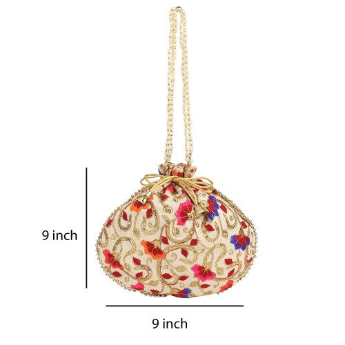 VOILA Stylish Embroidery Potli Bag for Women Party Weeding and Gifting Potli Bags