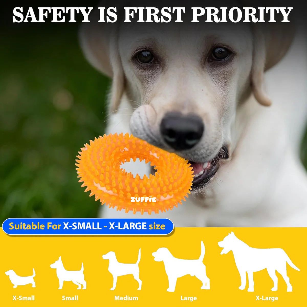 ZUFFIE Dog Spiky Ring Toy, Durable Chew Toy for Dogs, Soft Safe Rubb