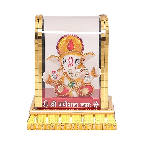 VOILA Ganesh Idol in Plastic Fiber – Perfect for Home, Pooja Room & Car Dashboard