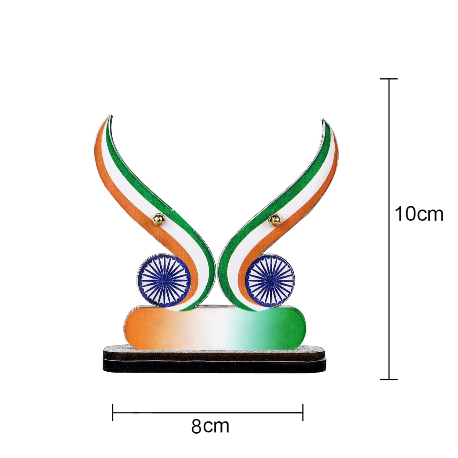 VOILA Quality Wood Base Indian Flag for Car Dashboard Interior, Home and Office Desk/Table