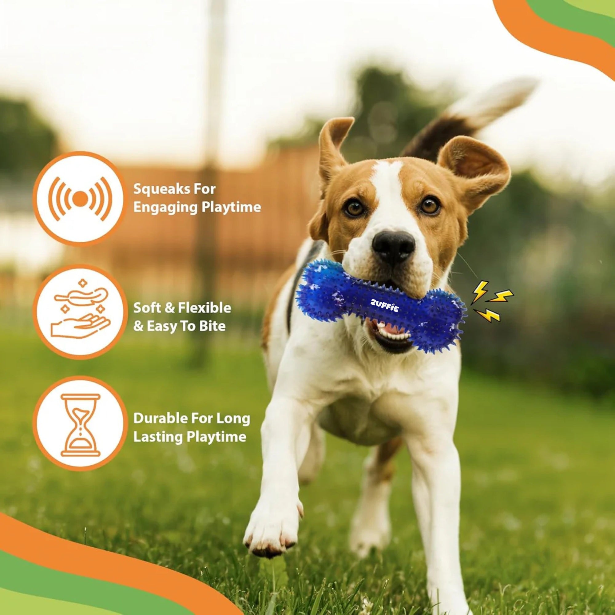 ZUFFIE Spiky Bone Dog Toy - Durable & Chew-Resistant for Healthy Teeth & Gums - Ideal for Medium, Large & Extra Large Dogs