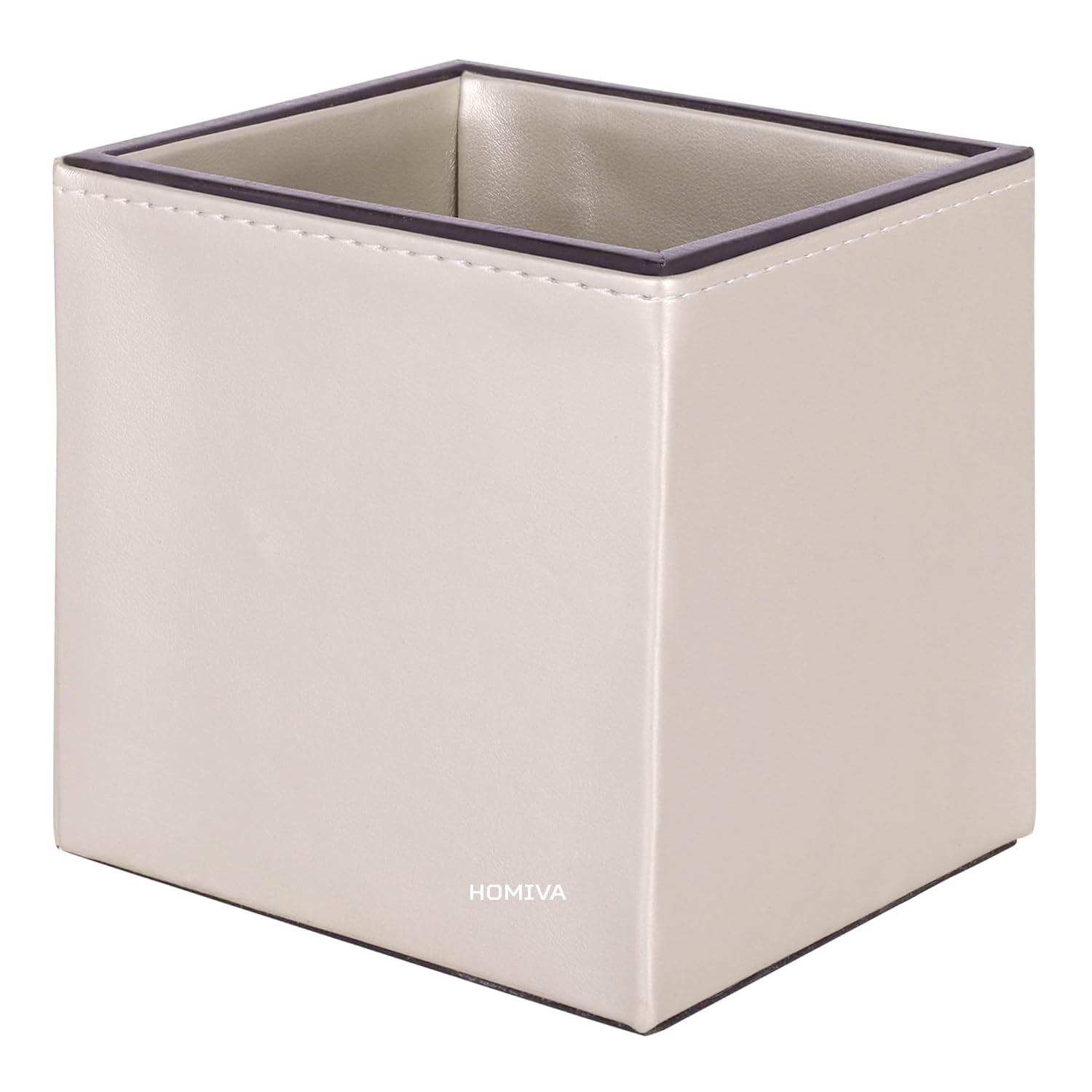 HOMIVA Elegant Leatherette Pen Holder Organizer - Cream
