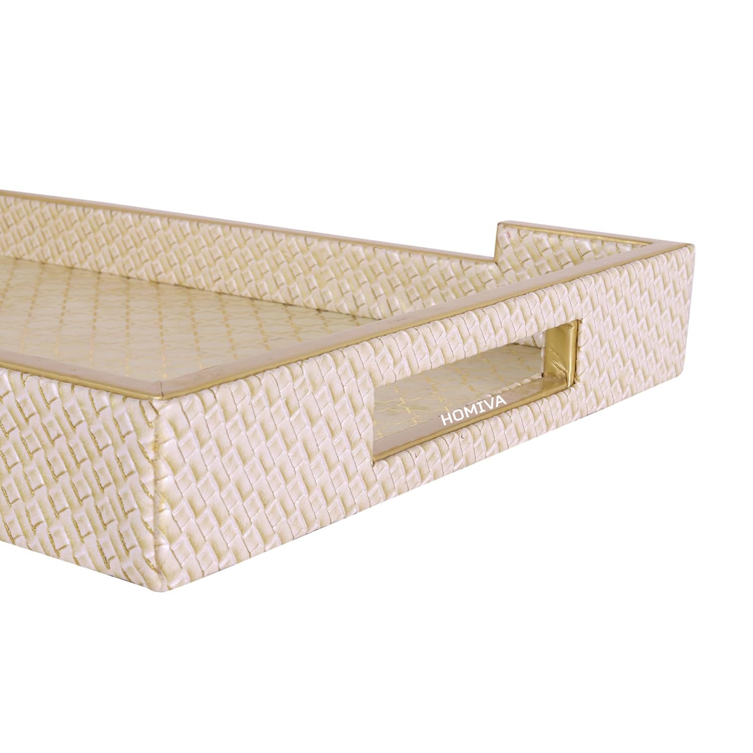 HOMIVA Elegant Leatherette Tray with Acrylic Base Stylish and Durable (Small) - Beige