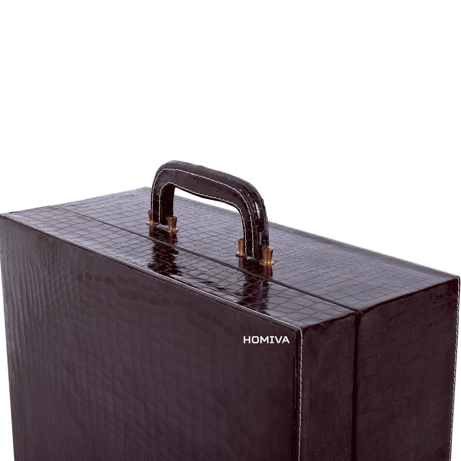 HOMIVA Stylish Leatherette Bar Box Storage for Bottles Glasses and Bar Accessories - Plum