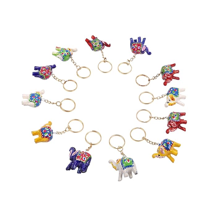 Rajasthani Handicraft Keychains - Beautiful and Vibrant Colors (Set of 12)