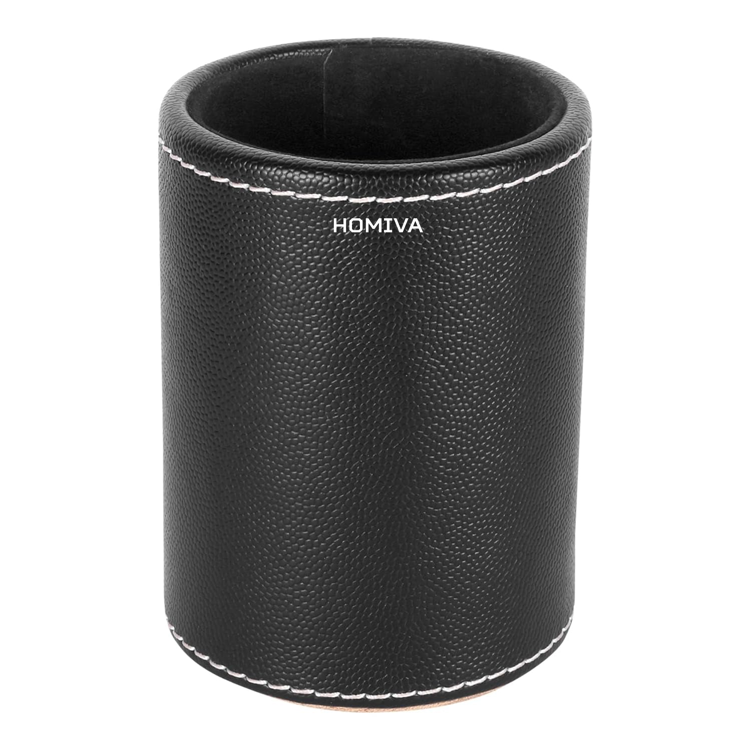 HOMIVA Black Leatherette Pen Holder – Stylish & Functional Desk Organizer for Pens, Pencils & Office Supplies – Ideal for Home, Office & Study