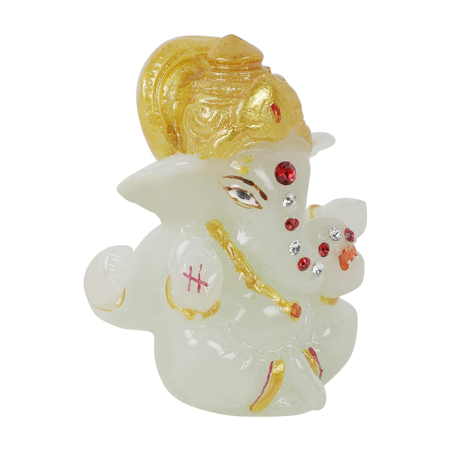 VOILA Ganesha Statue (White) for Vehicle(Auto/Car/Bus/Truck) Dashboard, Mandir & Office Table