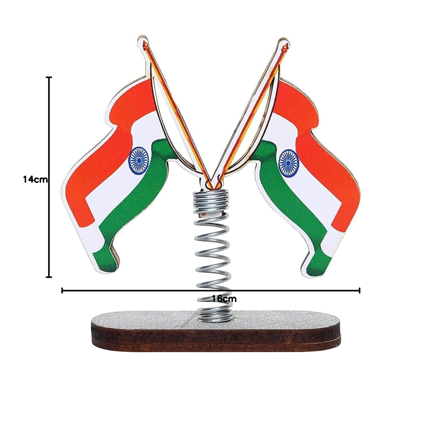 VOILA Indian Flag with Spring Stand for Vehicle(Car, Bus, Auto, Truck) Dashboard, Home and Office Decor Multipurpose Flag Stand on Spring