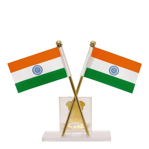 VOILA Indian Satyamev Jayate Emblem Flag for Vehicle (Car, Auto, Bus, Truck) Dashboard, Home and Office Table