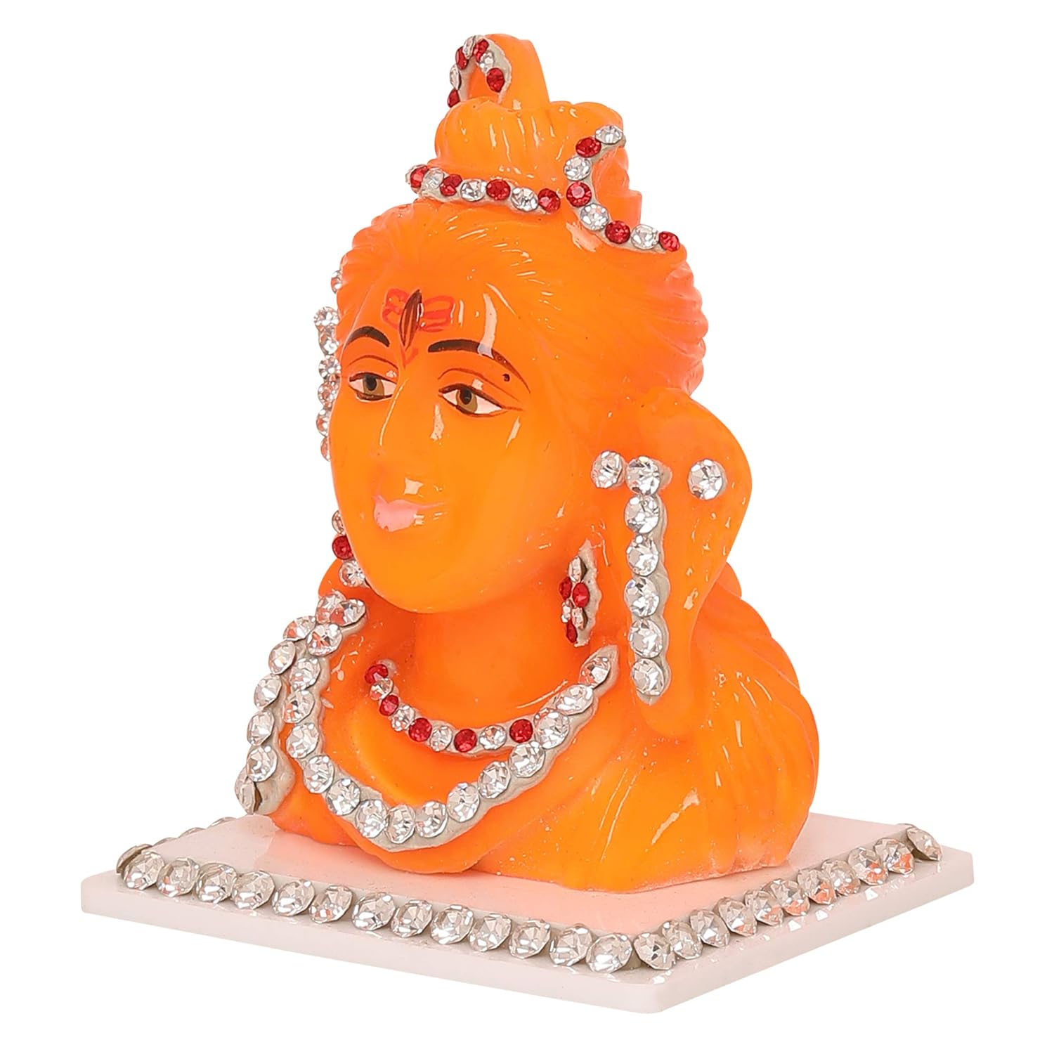 VOILA Lord Shiva Statue (Orange) for Vehicle (Auto/Car/Bus/Truck) Dashboard, Mandir & Office Table