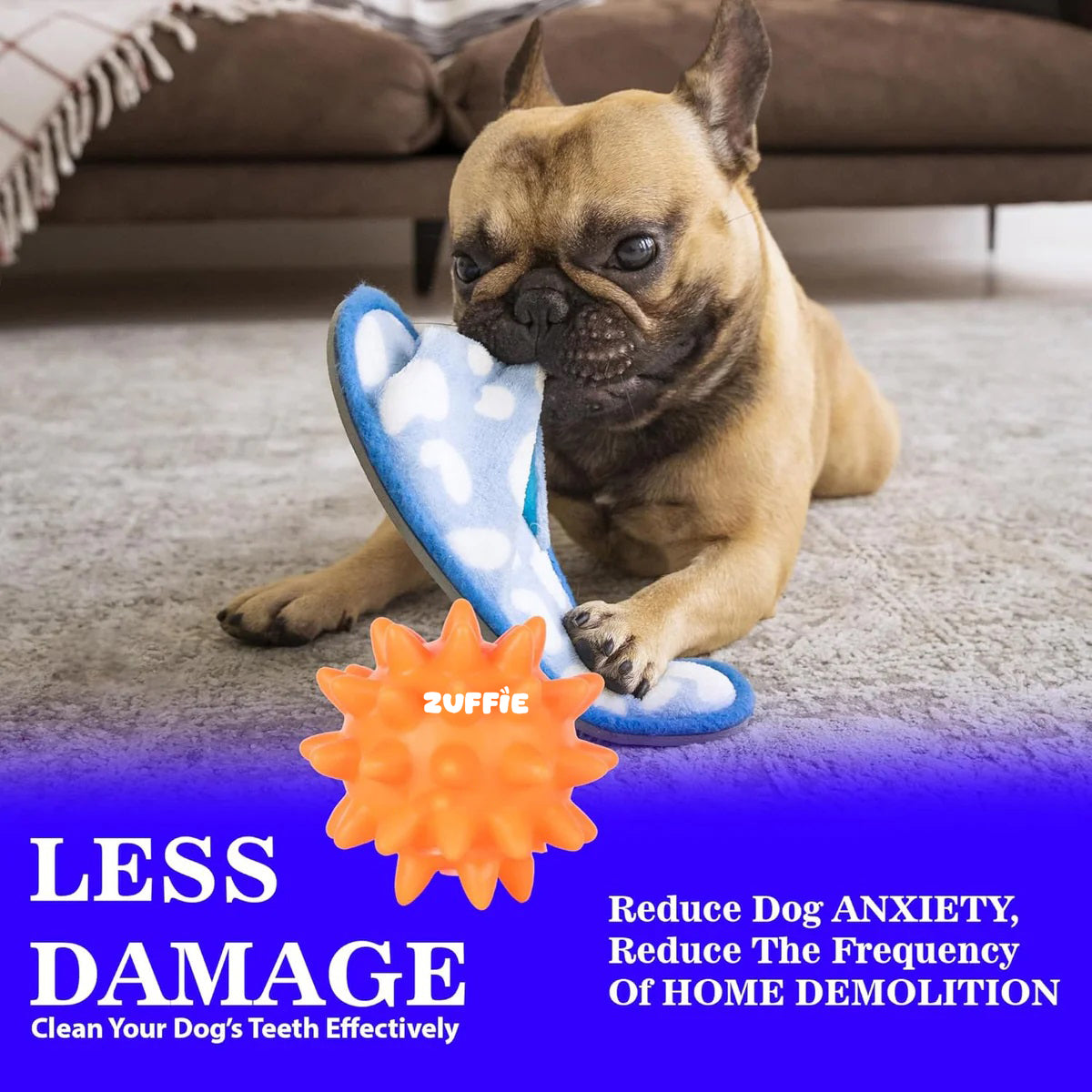 ZUFFIE Spiky Dog Toy Ball, Perfect for Teething, Fetch, & Playtime, Chew-Resistant, Interactive Fetch & Tug Toy - Tangerine