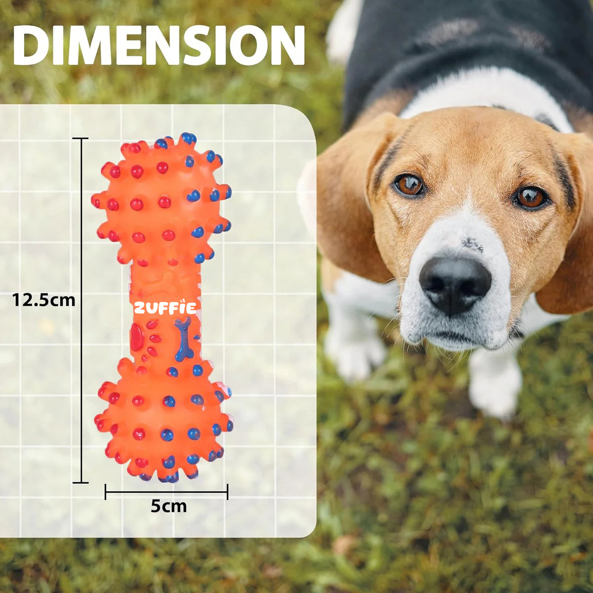 ZUFFIE Pet Dumbbell Toy for Dogs, Small, Medium & Large Breed - Orange