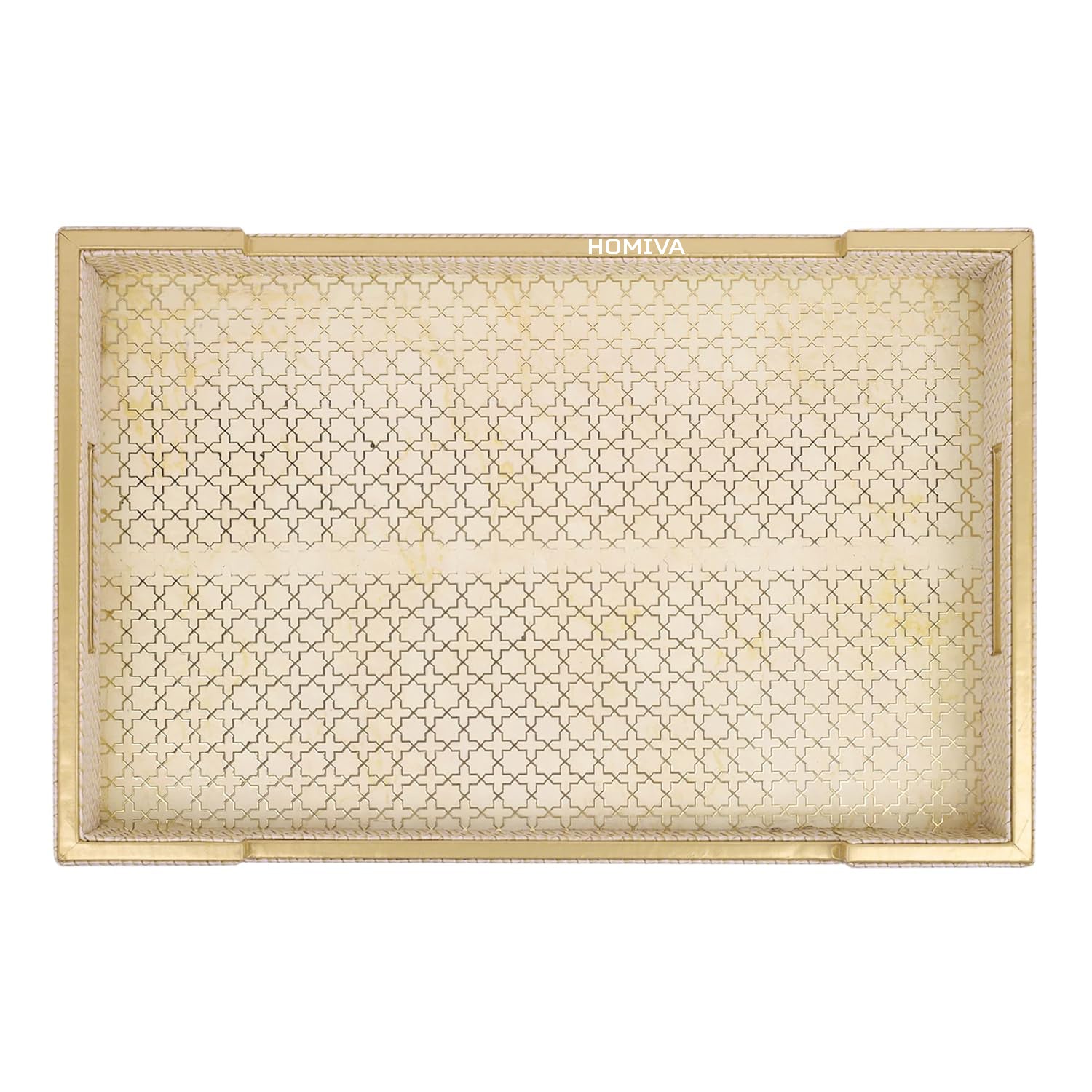HOMIVA Elegant Leatherette Tray with Acrylic Base Stylish and Durable (Small) - Beige