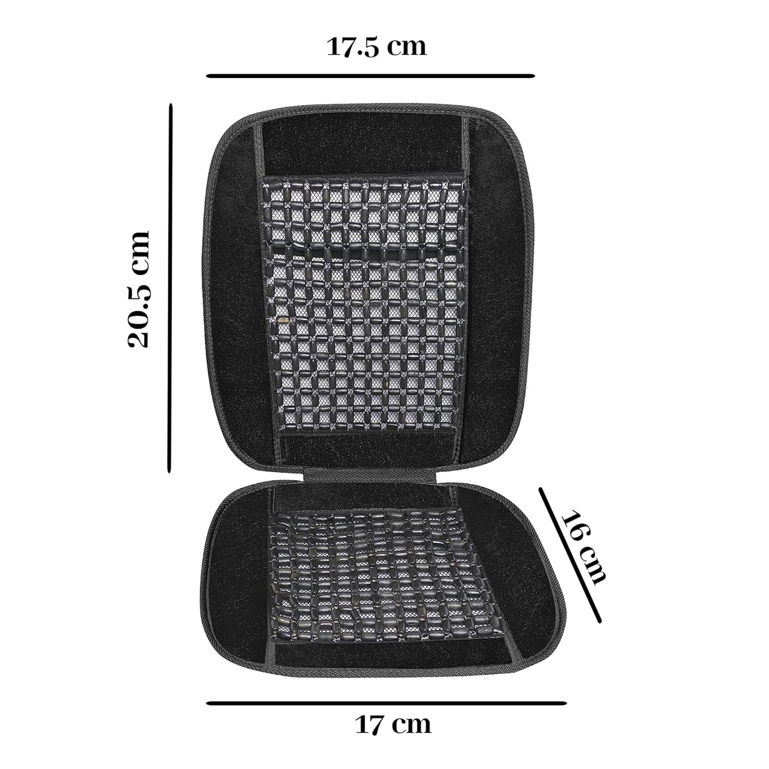 VOILA Wooden Beads Black Velvet Seat Cover for Cars, Chairs etc (Pack of 2)