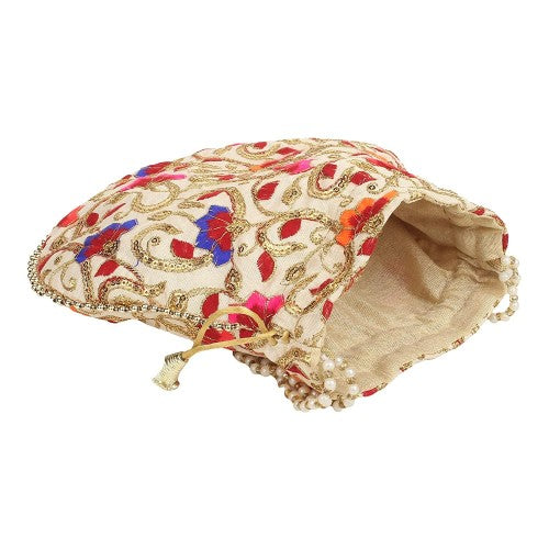 VOILA Stylish Embroidery Potli Bag for Women Party Weeding and Gifting Potli Bags