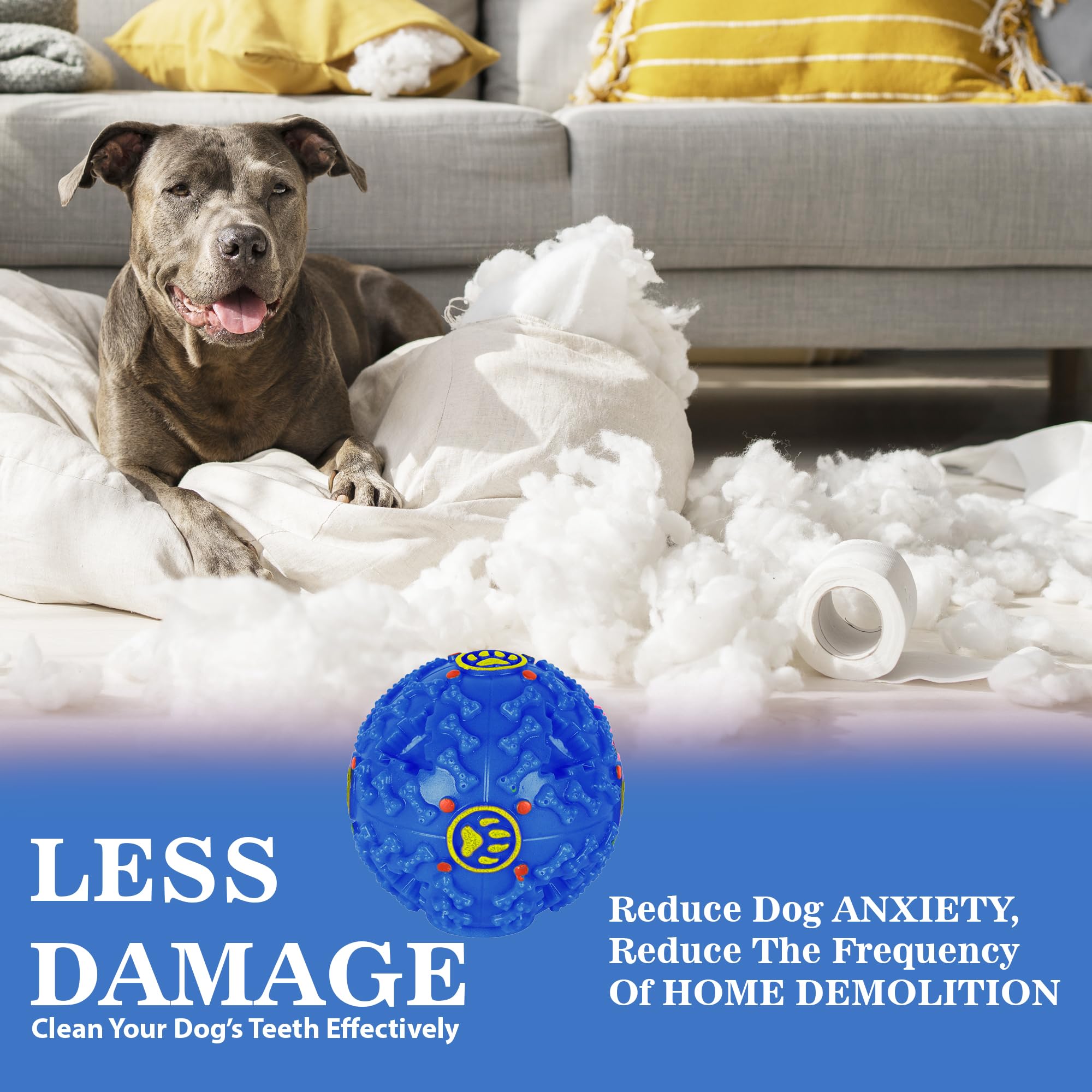 ZUFFIE Plastic Dog Toy Ball, Bouncy Fetch Ball with Handle for Easy Grip - Blue