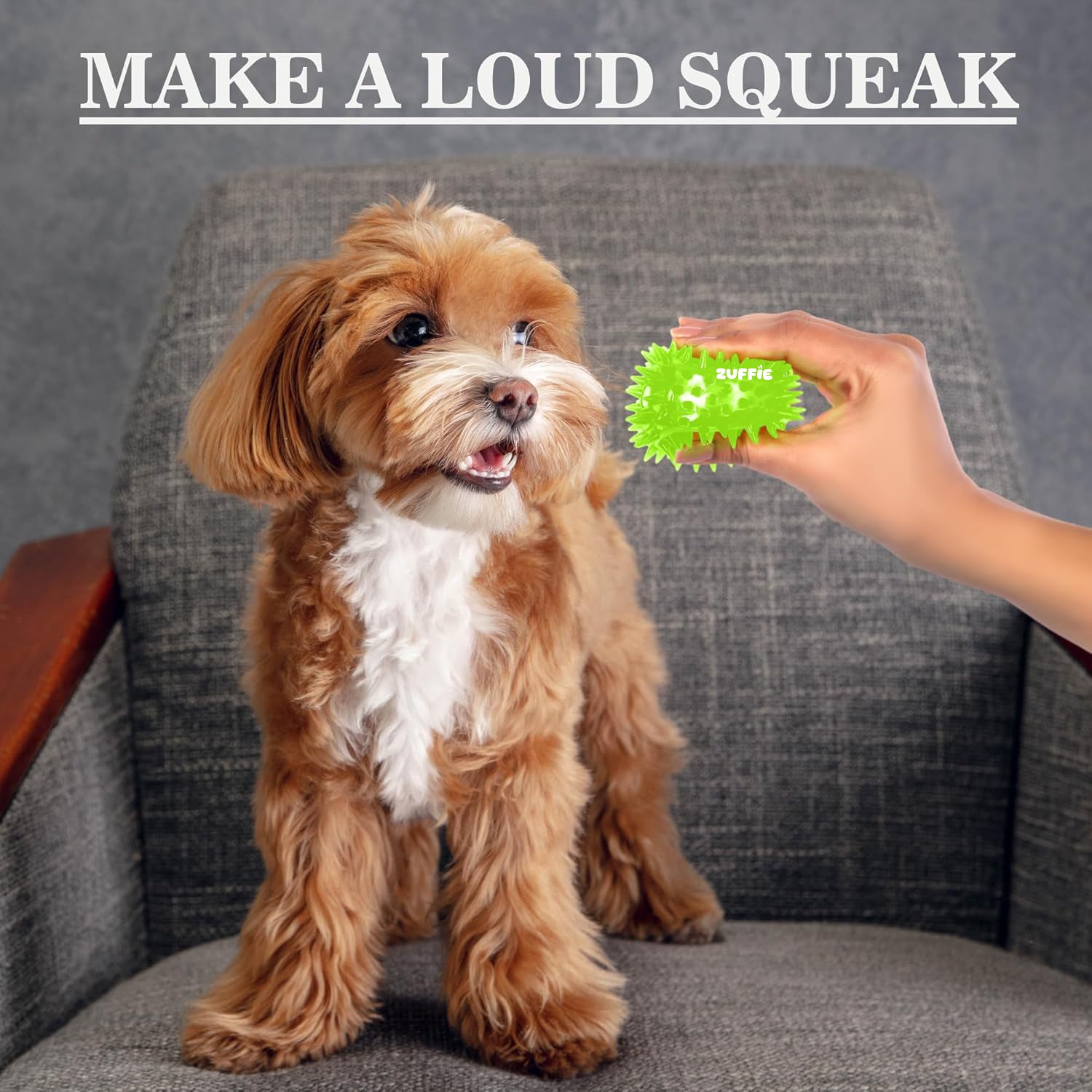 ZUFFIE Spiky Rubber Dog Toy - Durable & Chew-Resistant Fetch Toy - Green