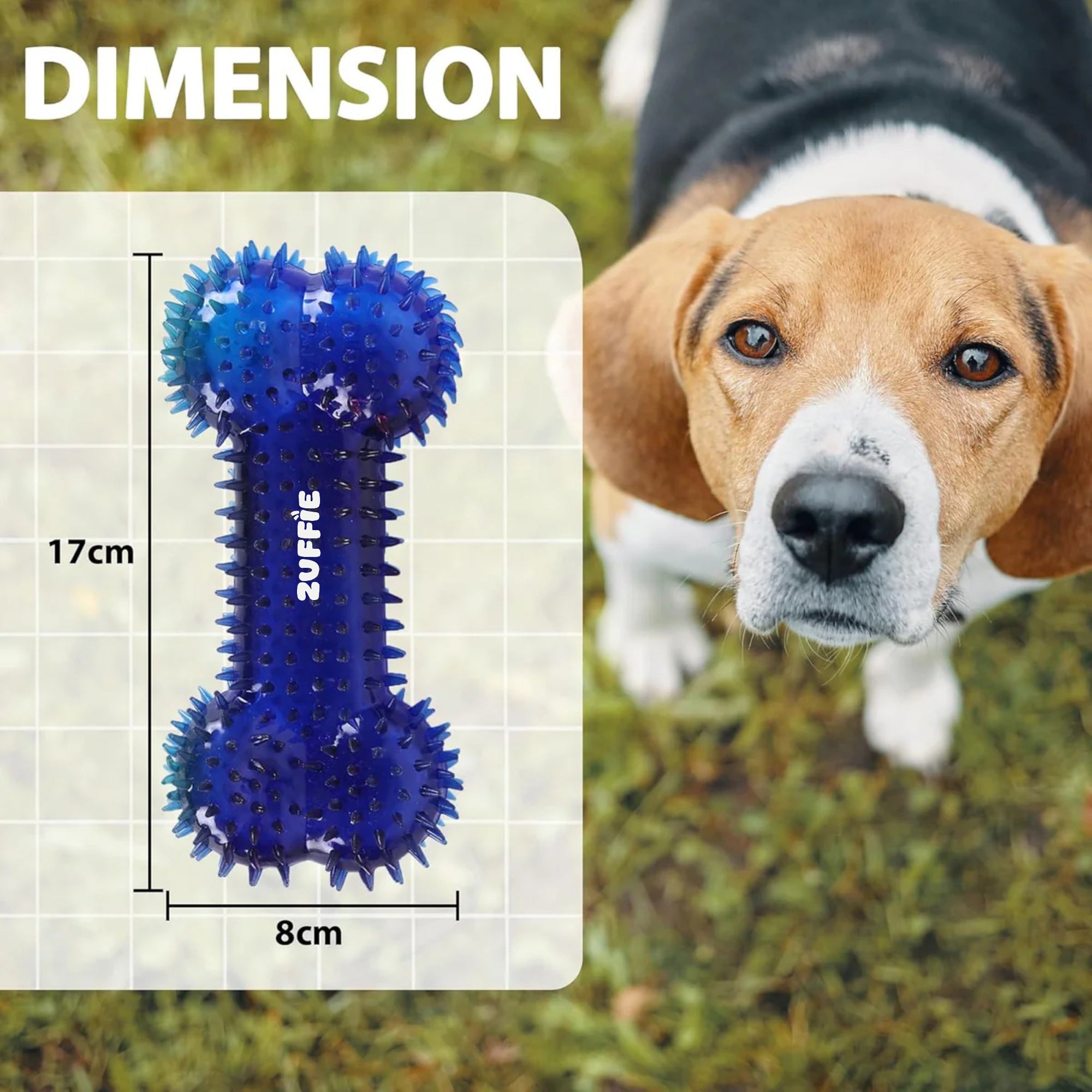 ZUFFIE Spiky Bone Dog Toy - Durable & Chew-Resistant for Healthy Teeth & Gums - Ideal for Medium, Large & Extra Large Dogs