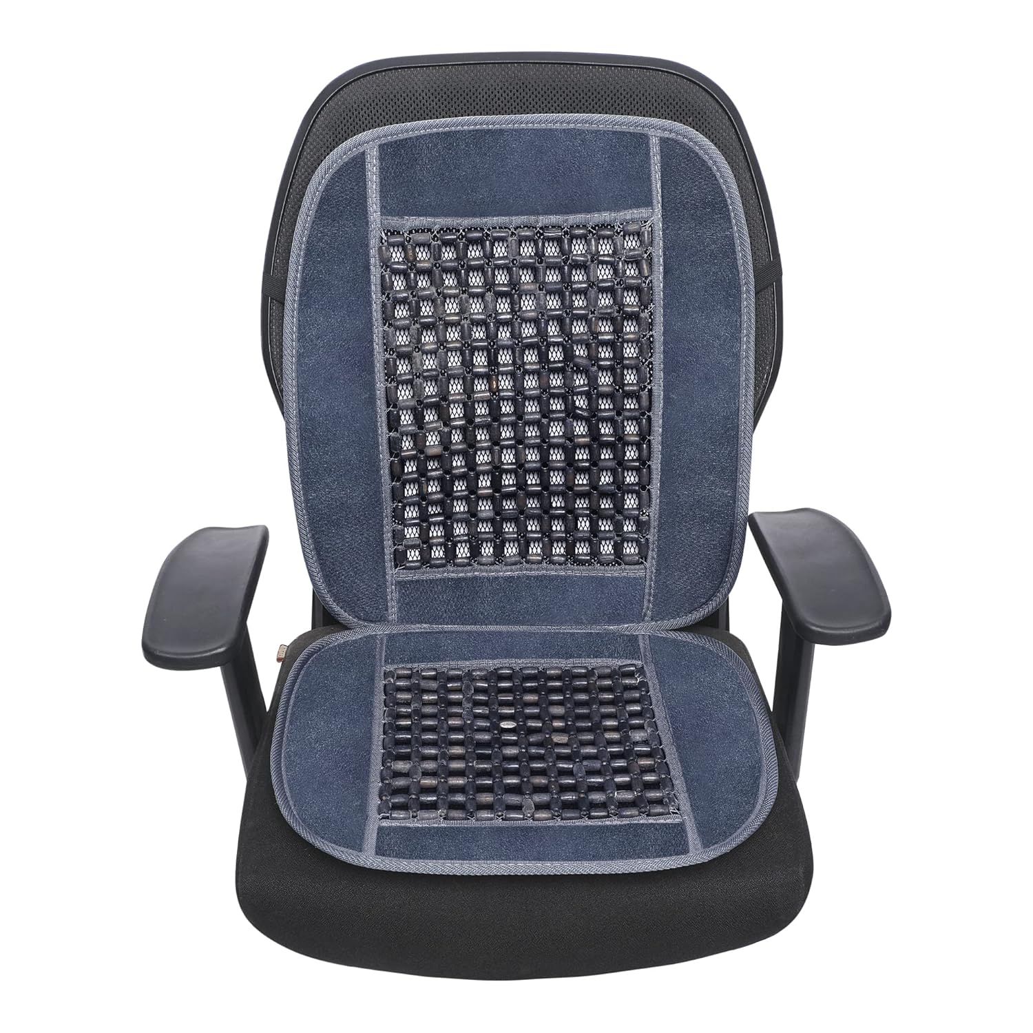 VOILA Wooden Beads Velvet Seat Cover for Cars, Chairs etc (Grey)