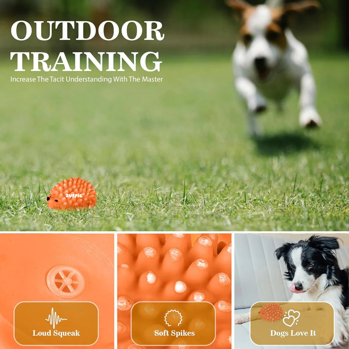 ZUFFIE Interactive Squeaky Hedgehog Dog Toy for Extra Small & Small Breeds - Fun & Safe Playtime Toy for All Dogs