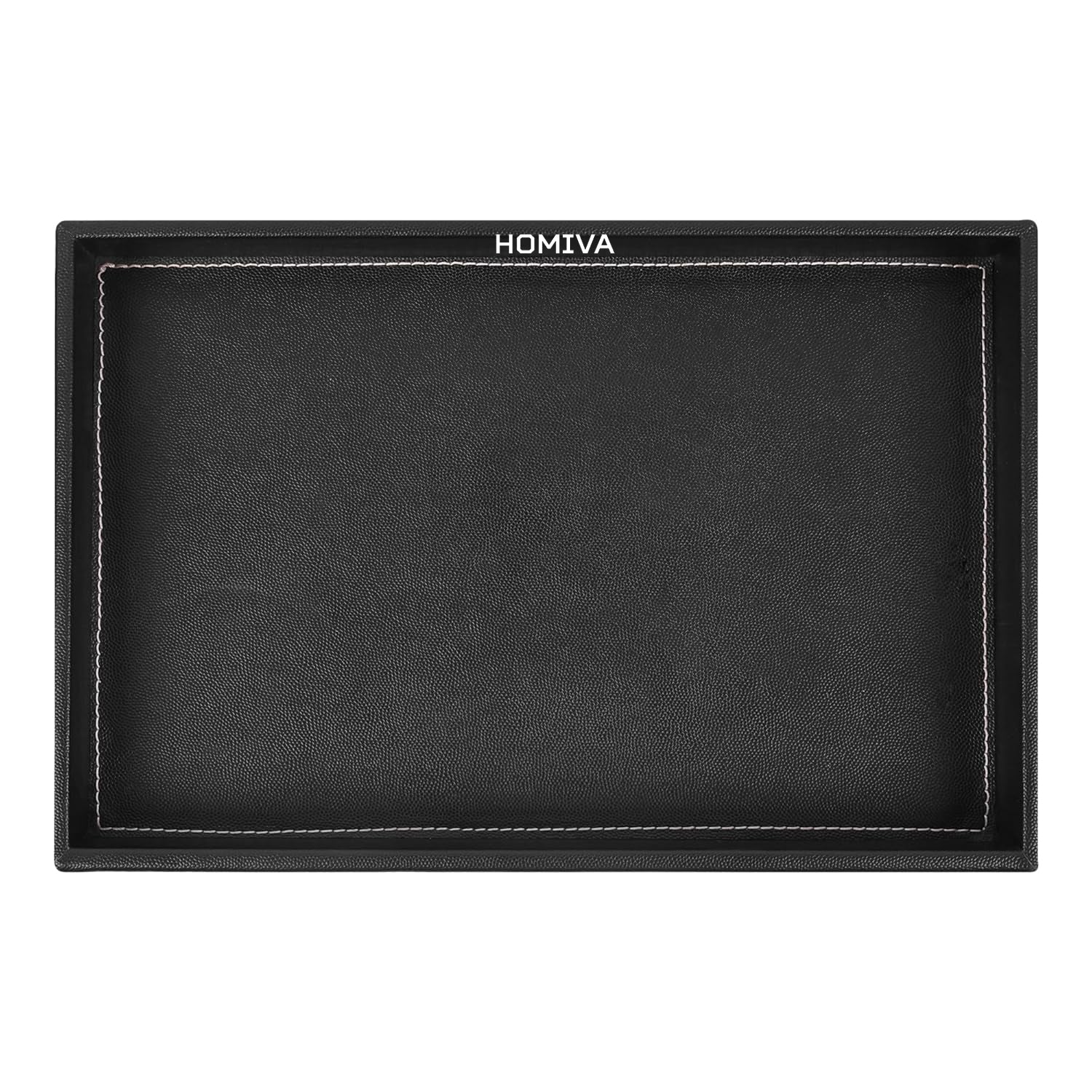 HOMIVA Black Leatherette Serving Tray, Elegant & Durable Tray for Home and Office, Perfect for Serving Drinks, Snacks & Essentials