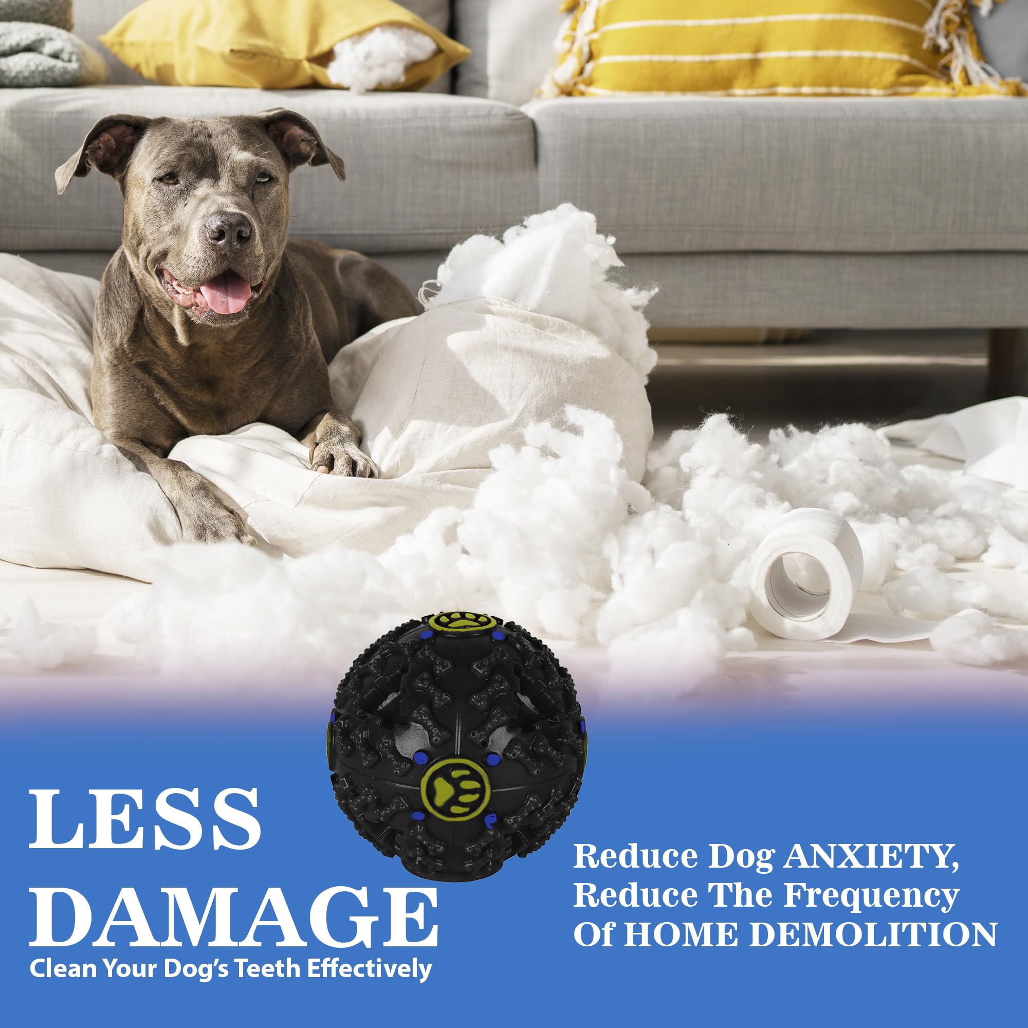 ZUFFIE Plastic Dog Toy Ball, Bouncy Fetch Ball with Handle for Easy Grip - Black