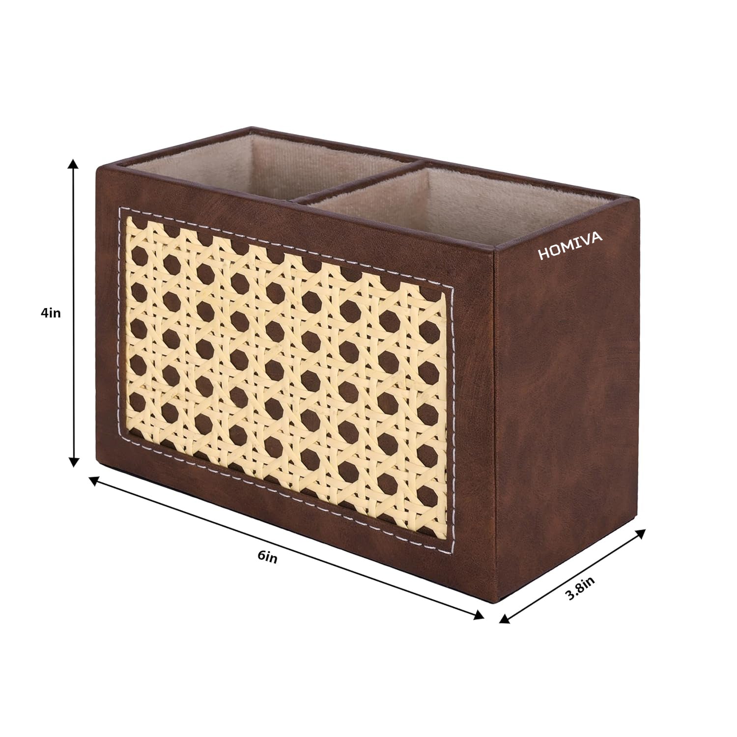 HOMIVA Stylish Leatherette Dual Compartments for Organizing Pens, Pencils and Stationery - Brown