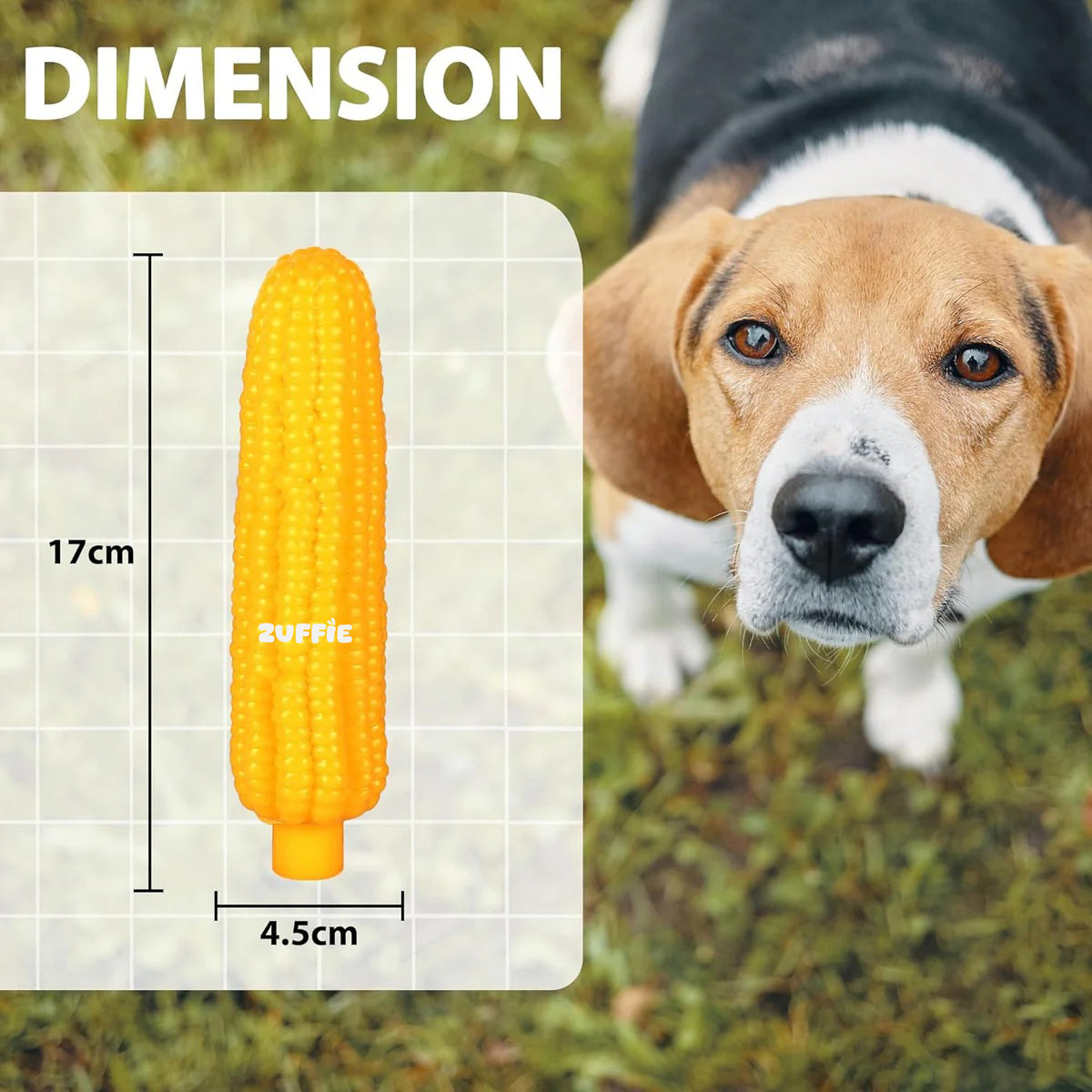 ZUFFIE Corn Shaped Dog Toy, Chew-Resistant & Squeaky Corn for Playtime, Long-Lasting Rubber Toy for Small, Medium & Large Dogs