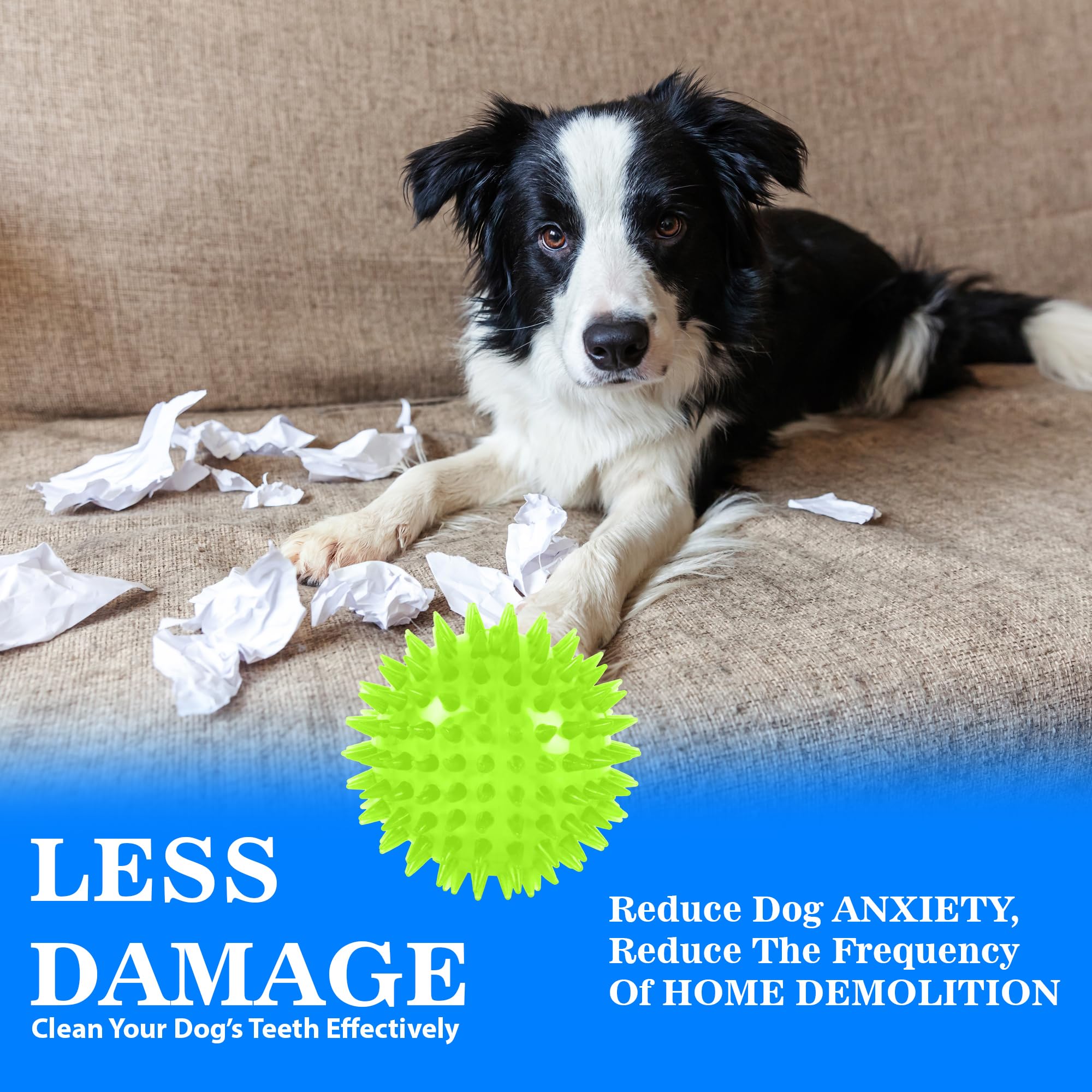 ZUFFIE Spiky Dog Toy Ball Interactive, Durable, Safe Chew Toy - Green