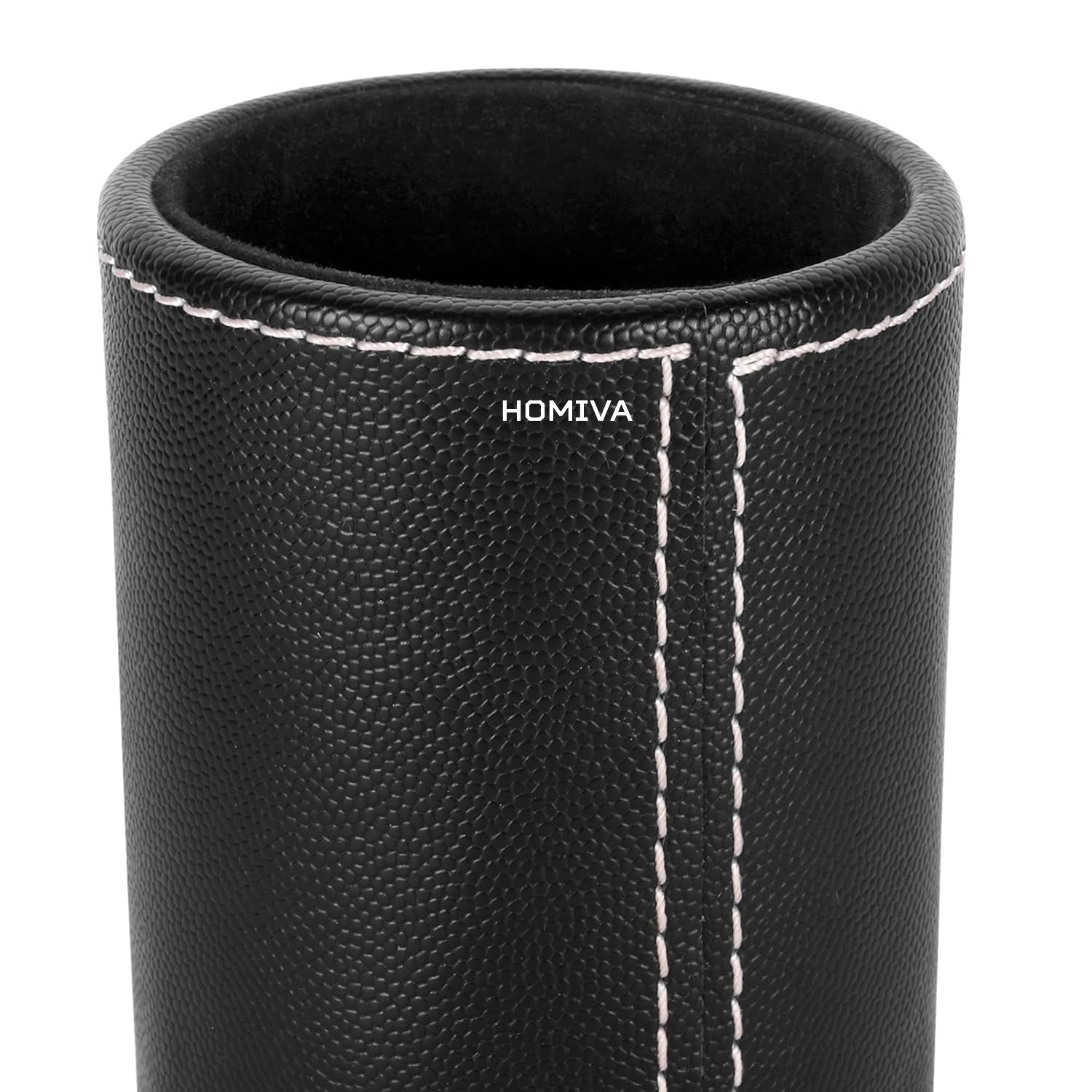 HOMIVA Black Leatherette Pen Holder – Stylish & Functional Desk Organizer for Pens, Pencils & Office Supplies – Ideal for Home, Office & Study