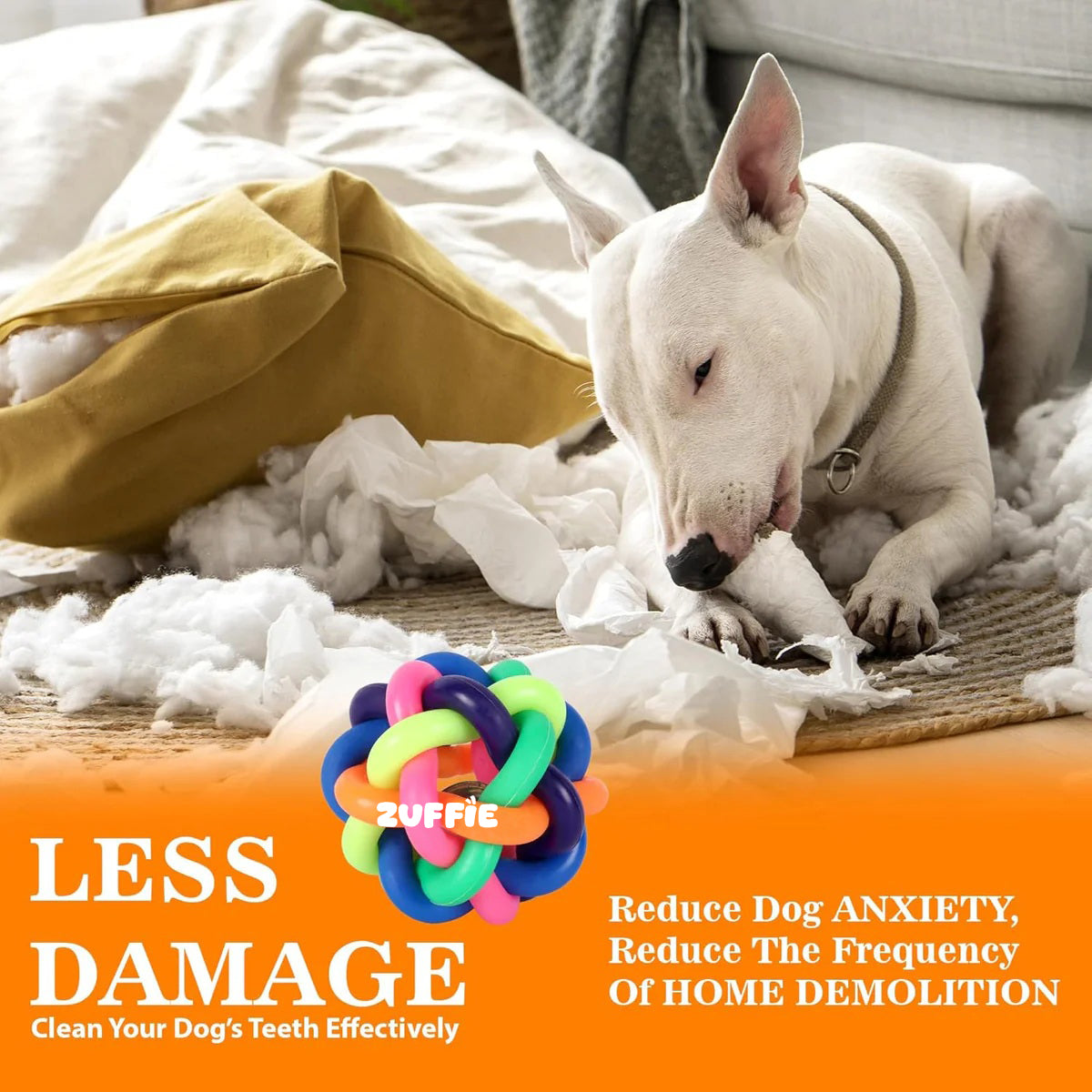 ZUFFIE Multi-Color Bouncy Dog Toy Ball For Small & Medium Dogs, Interactive Rubber Ball for Teething & Playtime