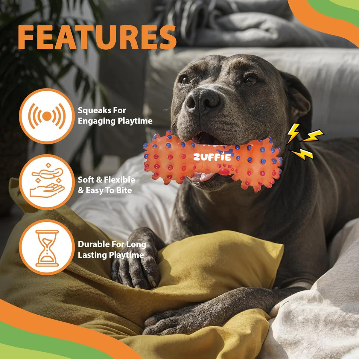 ZUFFIE Pet Dumbbell Toy for Dogs - Durable & Safe for Small, Medium & Large Breed, Interactive for Playtime & Fetch