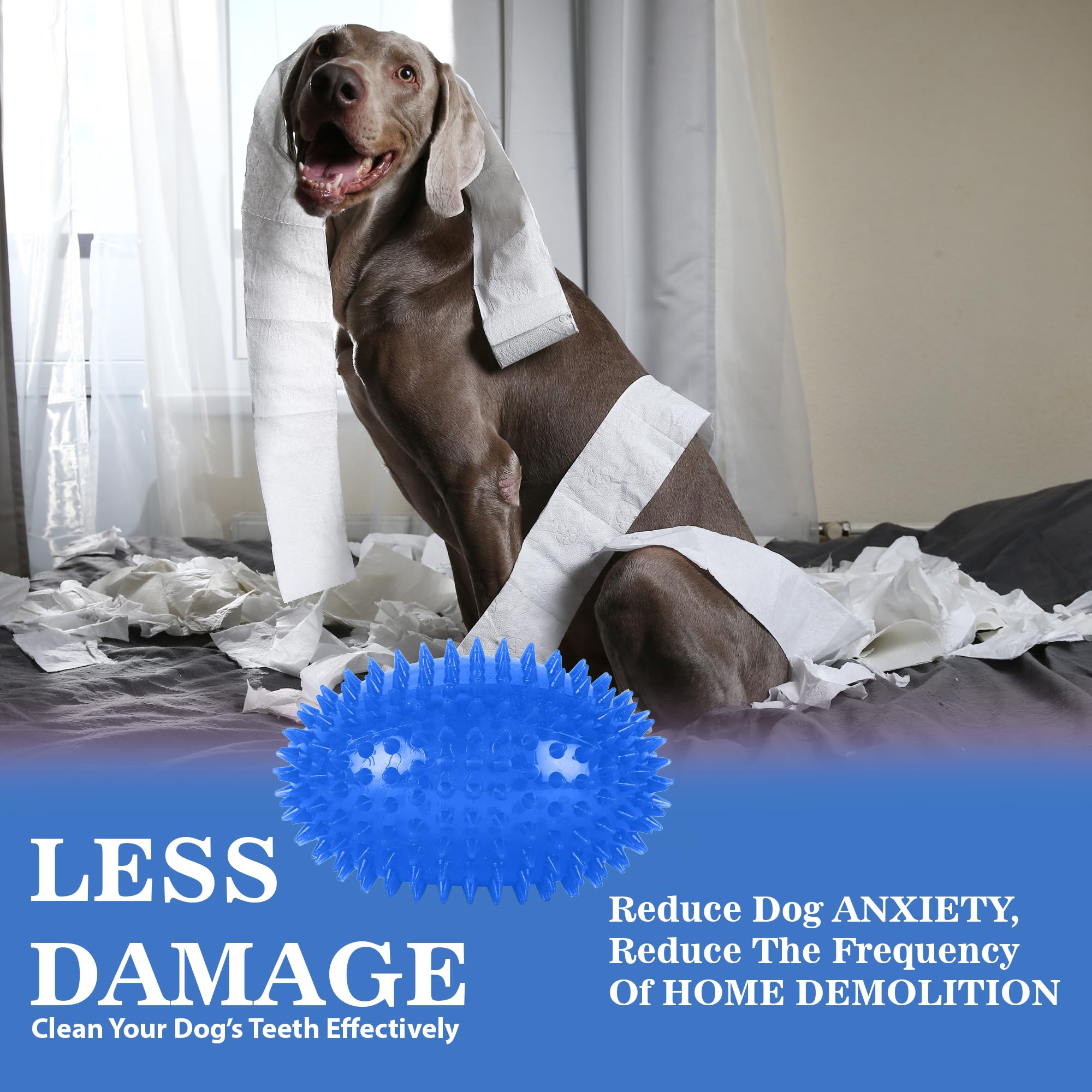 ZUFFIE Spiky Rubber Dog Toy, Durable & Chew-Resistant Pet Toy for Dogs - Blue