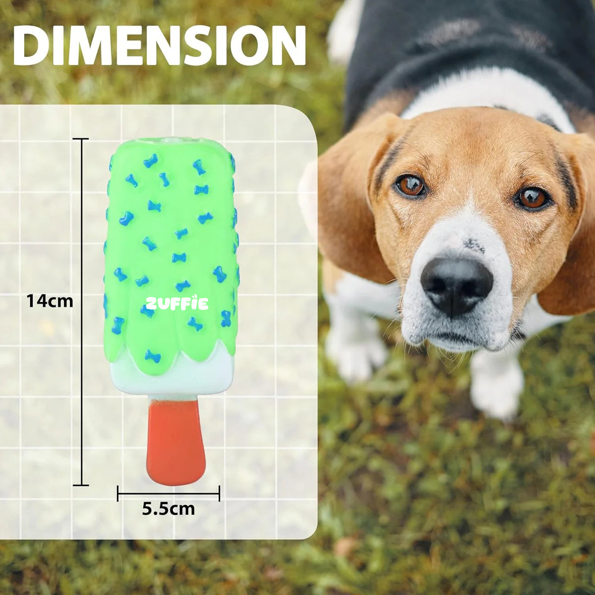ZUFFIE Dog Ice Cream Toy, Fun & Interactive Ice Cream Shaped Dog Toy for Chewing, Fetch & Play